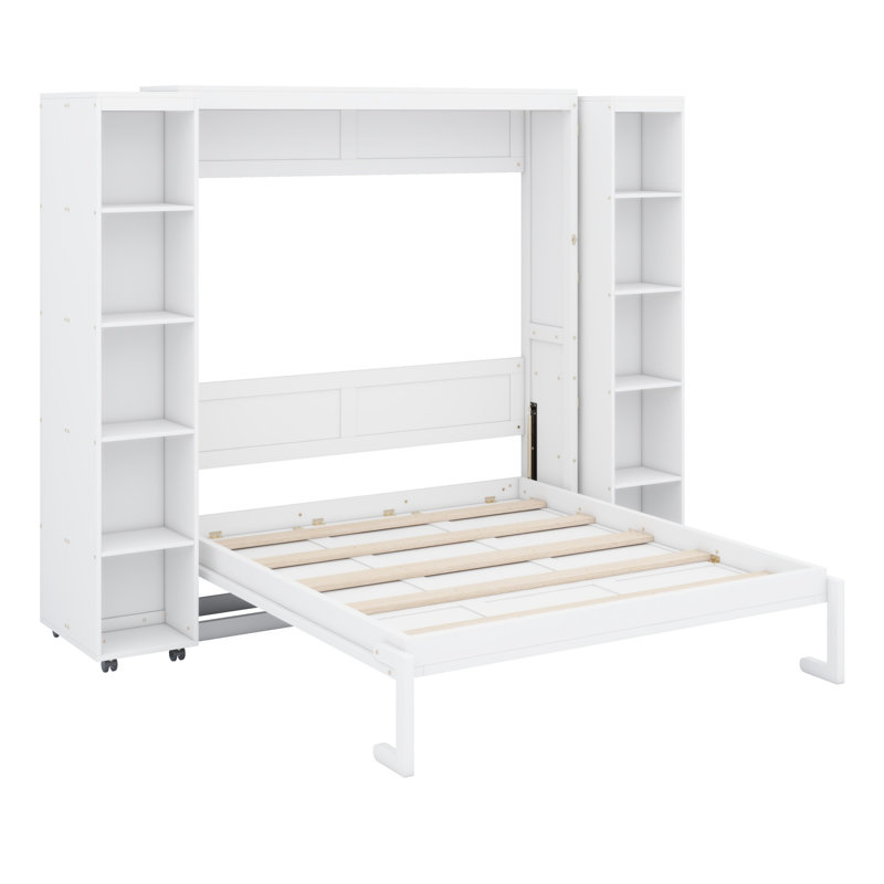 Lit escamotable mural Murphy avec portes de rangement, Blanc