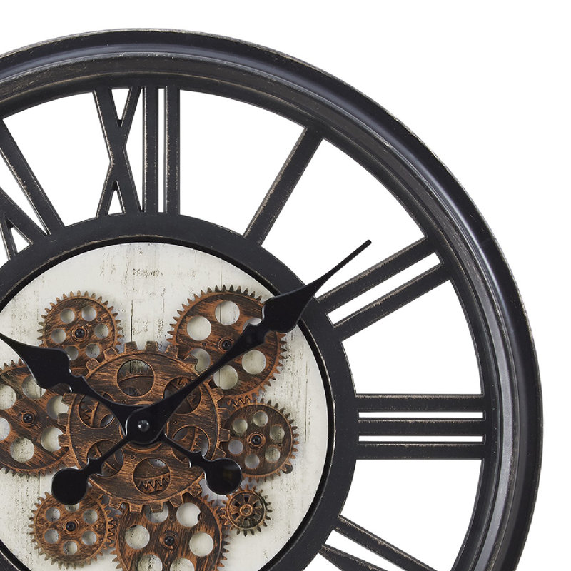 Horloge murale ronde 20 po Mery, Noir / blanc / bronze
