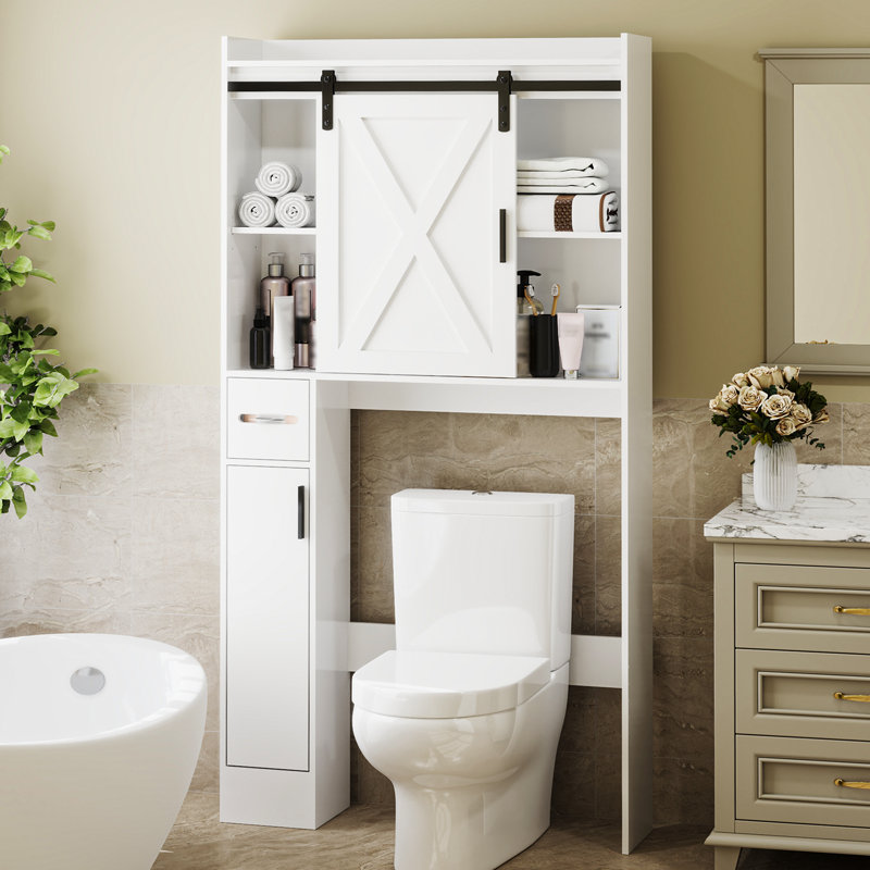 Over The Toilet Storage Cabinet With Sliding Barn Door