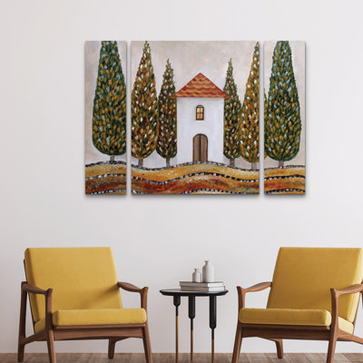 Ensemble de 3 panneaux muraux - Angeles M. Pomata «Dwelling Out of Time», art mural sur toile pour le salon, la chambre à coucher ou le bureau 