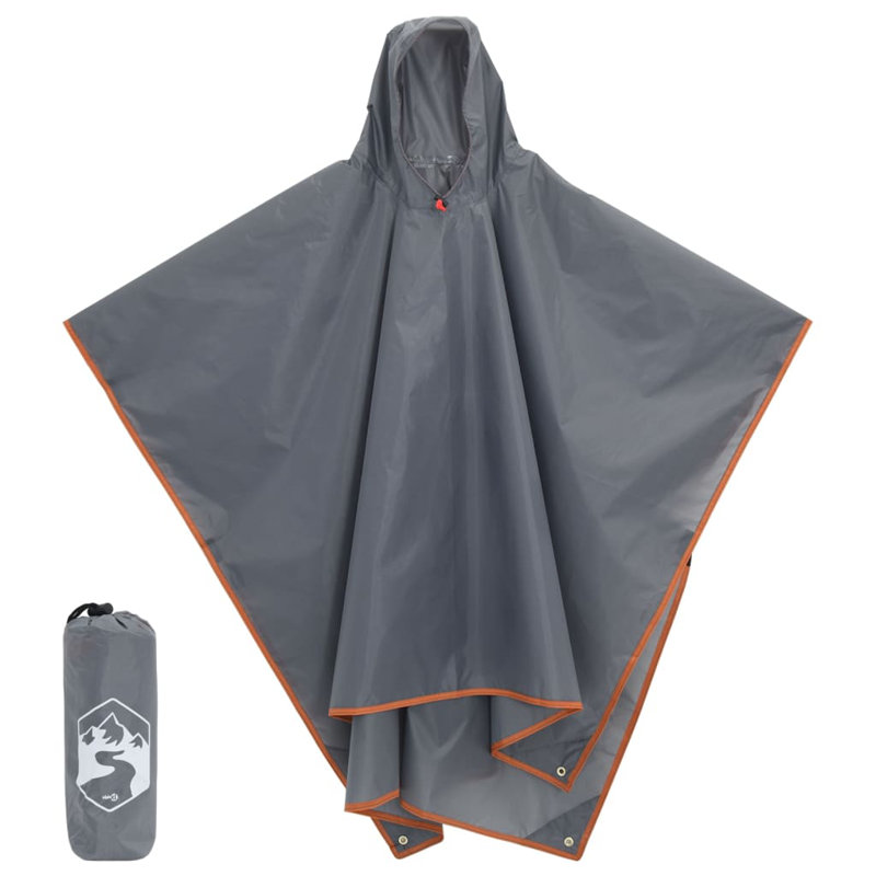 Poncho de pluie avec capuche 2 en 1 87,8 po x 57,1 po, Gris / Orange