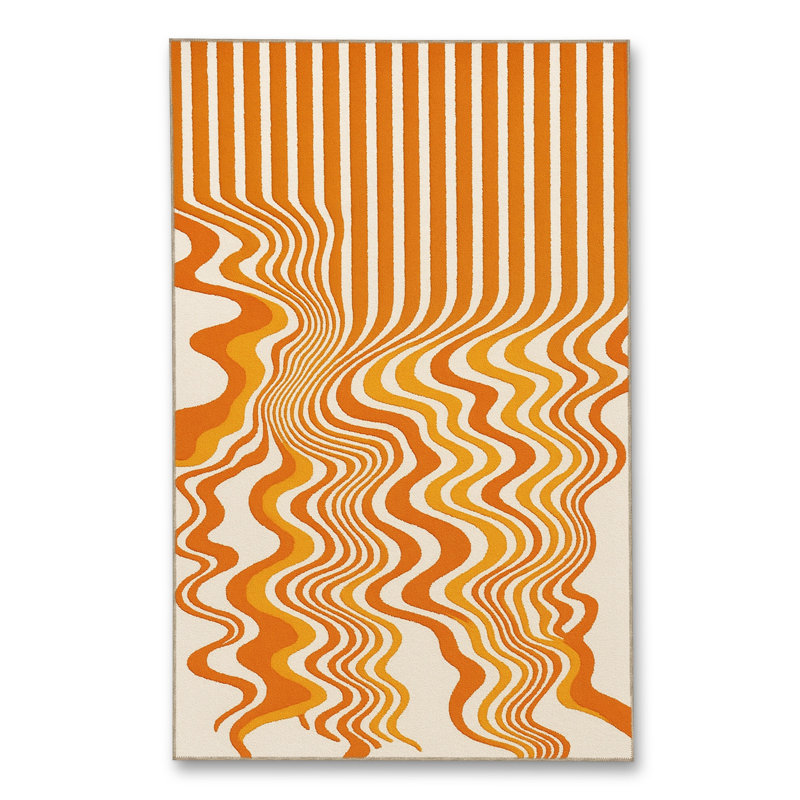 Tapis tissé orange à rayures Mosso, 6'7" x 9'10"
