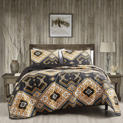 3-Piece Printed Microfiber Comforter Set - Geometric Pattern Bedding Ensemble with Modern Elegance