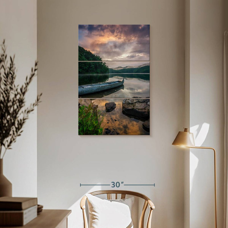 Mehar Canoe On Lake, 57" H x 36" W