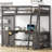Twin Size Loft Bed With U-Shaped Desk, Drawers And Storage Shelves, Antique Brown-1051915744-1051915759