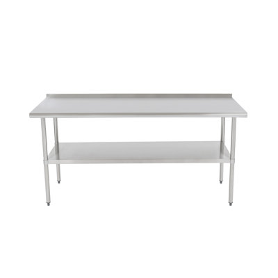 Stainless Steel Kitchen Prep/Work Table, with Adjustable Under Shelf and Backsplash, 60X24
