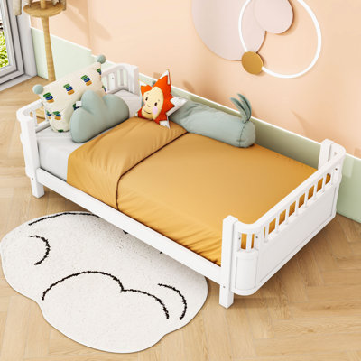 Wood Platform Bed with Rails