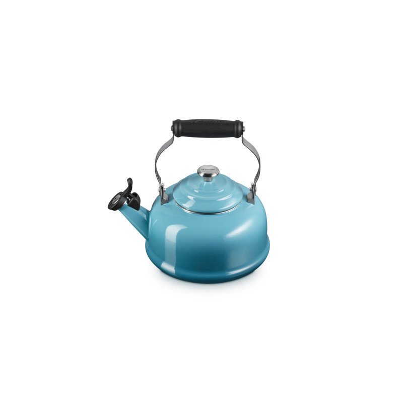 Caribbean Blue Enamel Steel Whistling Tea Kettle, 1.7 Qt.