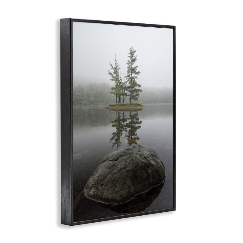 «Duo Trees Lake», giclée encadrée par James Rodewald, H 18 po x l 12 po, Giclée encadrée noir minuit