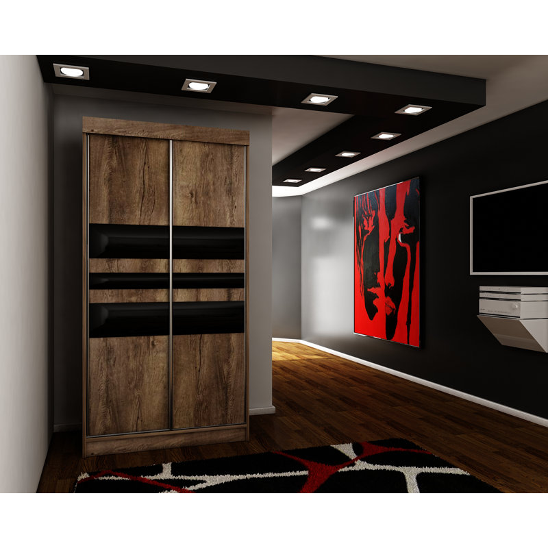 Sheredan 2 Door Wardrobe, Walnut/Black