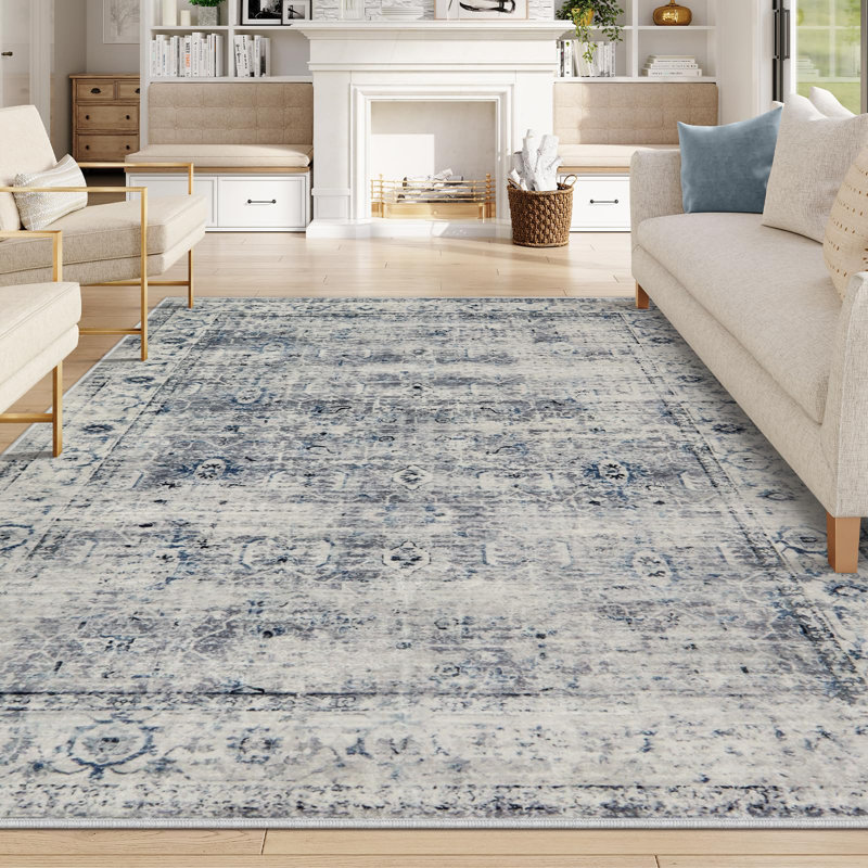 Clotilde Vintage Machine Washable Area Rugs Perfect for Living Room, Dining Room, Bedroom, Rectangle 8' x 10'