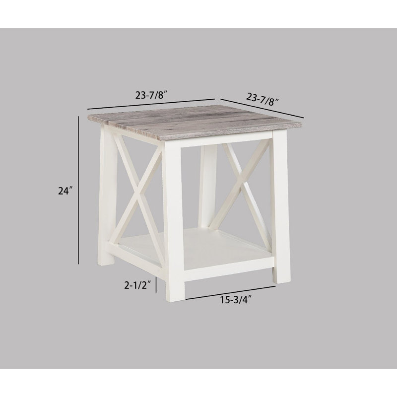 Table basse rectangulaire blanche et brun 3 et tables de bout carrées 3 - Mobilier de salon moderne