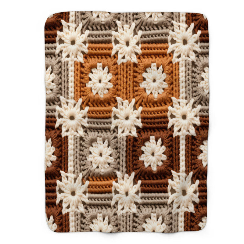 Jeté Boho Crochet Fantasy - 1 pièce Sherpa Blan Premium, L 50 po x L 60 po