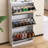Tall Mirror Shoe Cabinet with 3 Flip-Drawers, Hooks & Hanging Rod - Space-Saving Entryway Storage