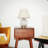Zuly Round Ribbed Glass Table Lamp with Linen Shade