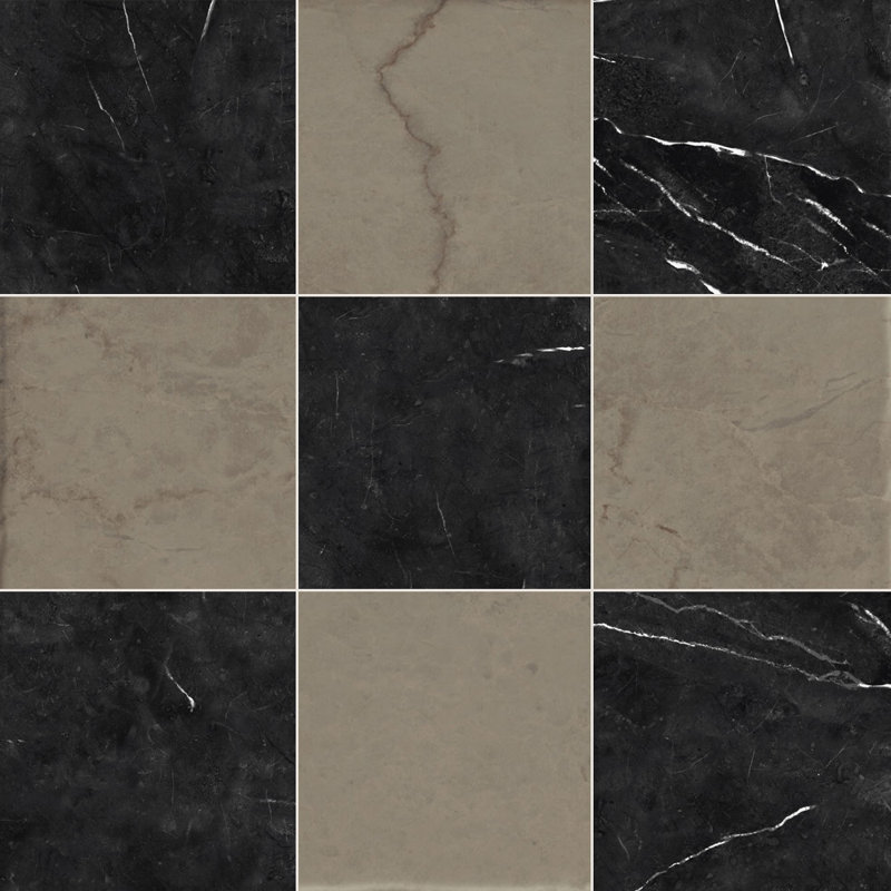 Tavari Checkerboard 10X10 Marquina And Bronze, Brown/Black