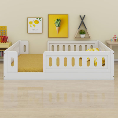 Wood Platform Bed With Guardrail