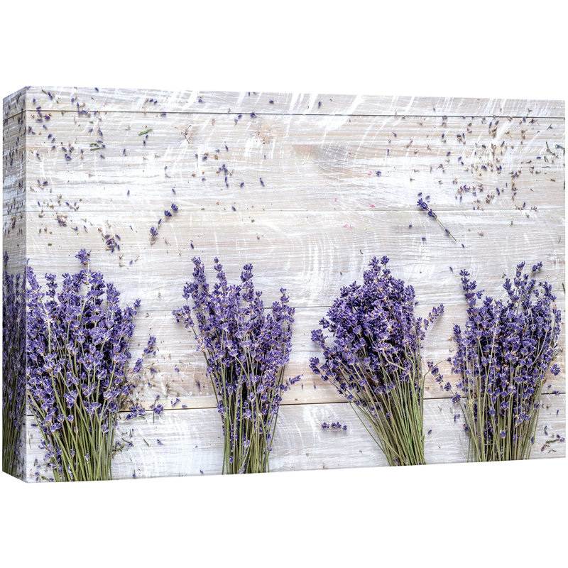 Fleur en fleurs «Bouquets de lavande sur des plantes de table en bois» sur, H 12 po x l 18 po