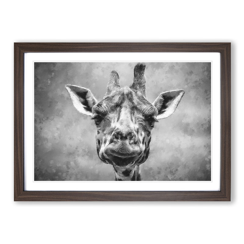 Wonderful Giraffe - Picture Frame Painting Print, 62cm H x 87cm W x 2cm D, Walnut Framed