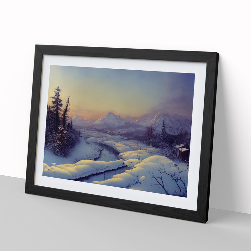 XH1022-10248X Winter Sunrise Mountains Vol.4 - Single Picture Frame Print, 25cm H x 34cm W x 2cm D, Black Framed