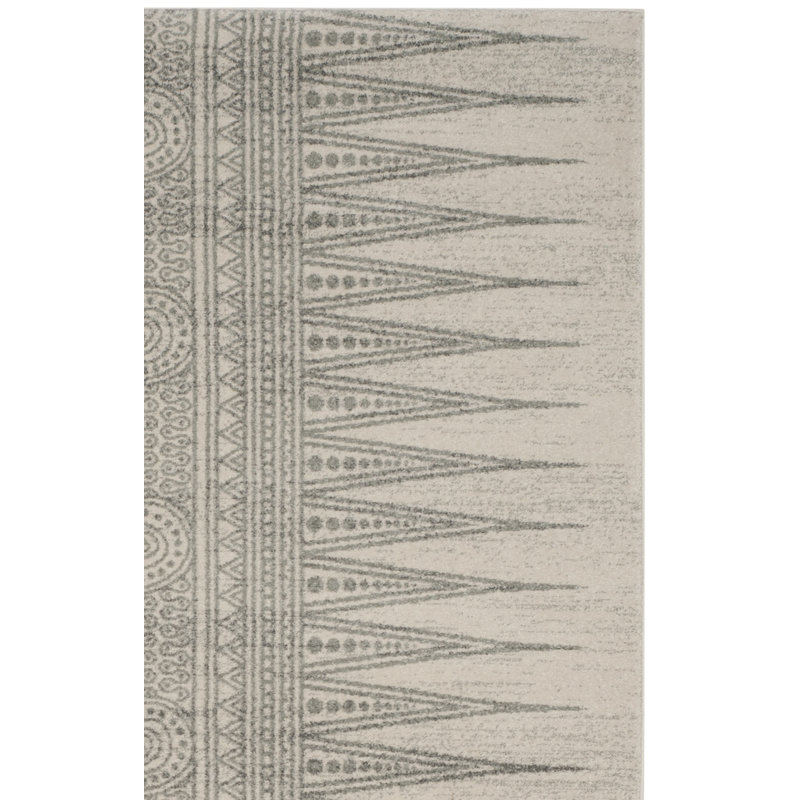 Abbingt Southwestern Ivory/Silver Area Rug, Rectangle 6'7" x 9'