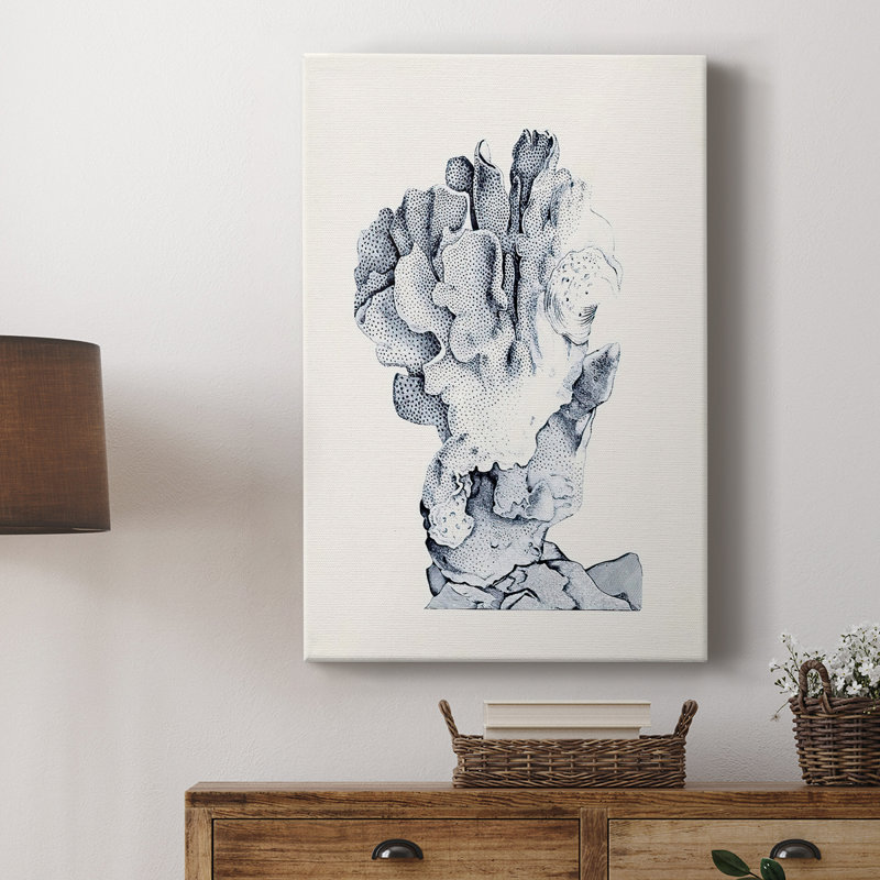 Bleu antique corail IV - galerie Cavas sur mesure, H 36 po x l 24 po