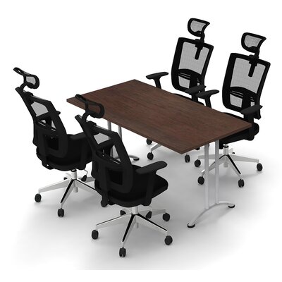 Carthage 4 Person Conference Meeting Table with 4 Chairs Complete Set -  Symple Stuff, DFC682F01B9F4CBBB3CA602CF675F63E