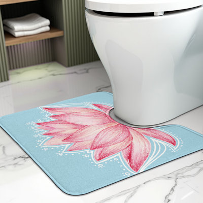  Nature Toilet Mat U-Shape Bathroom Rug 20" x 16" Pink Pale Blue