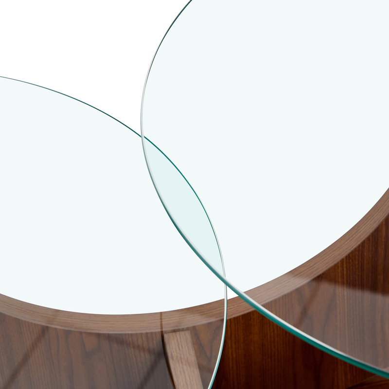 Table basse en verre Creative, Transparent Top/Walnut Base