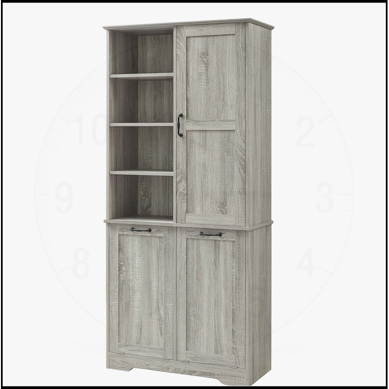Armoire de salle de bain autoportante polyvalente avec plusieurs options de rangement et un design élégant, Chêne