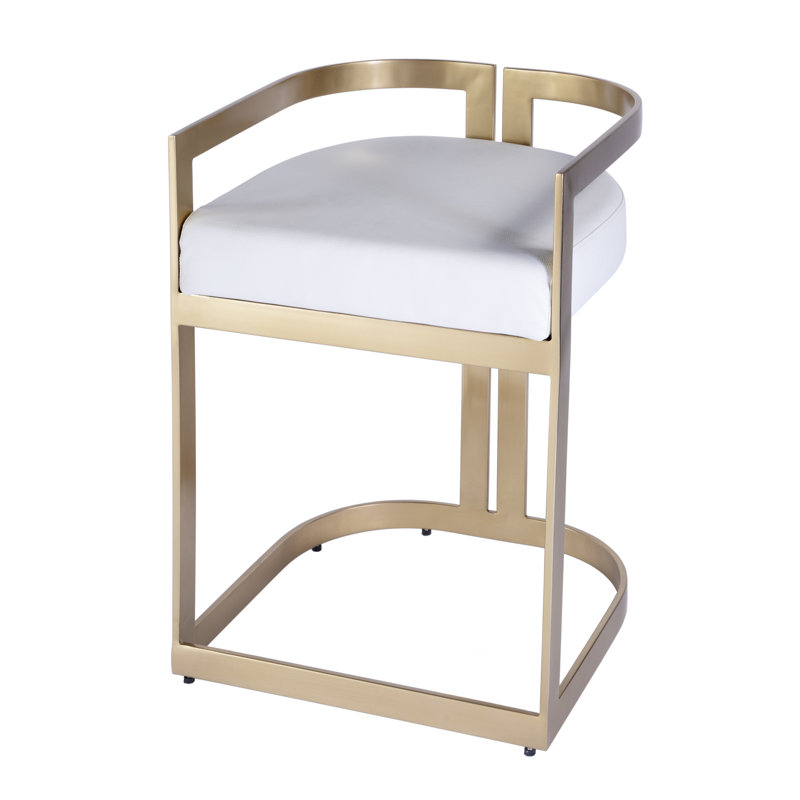 Tabouret de salle à manger 23 po Adammichael, Or, Blanc