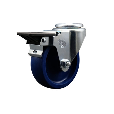 Roue solide en poly pivotante avec roulettes et frein à main Posi Lock SCC