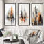 "Orange gris minimalisme urbain" 3 pièces sur toile-104122420-104122409