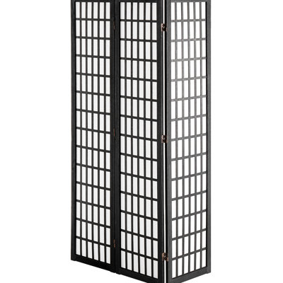 Paravent 3 panneaux japonais pour le bureau, écran d'intimité pliant en bois, 47 pouces avec 360 pivotant, solide, cloison minimaliste à finition noire, utilisation à l'intérieur,