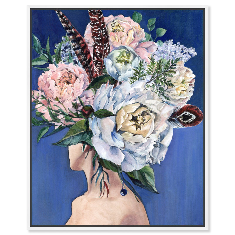 Beautiful Floral Hair " Beautiful Floral Hair " by Oliver Gal, White Floater Framed Canvas, 46" H x 37" W
