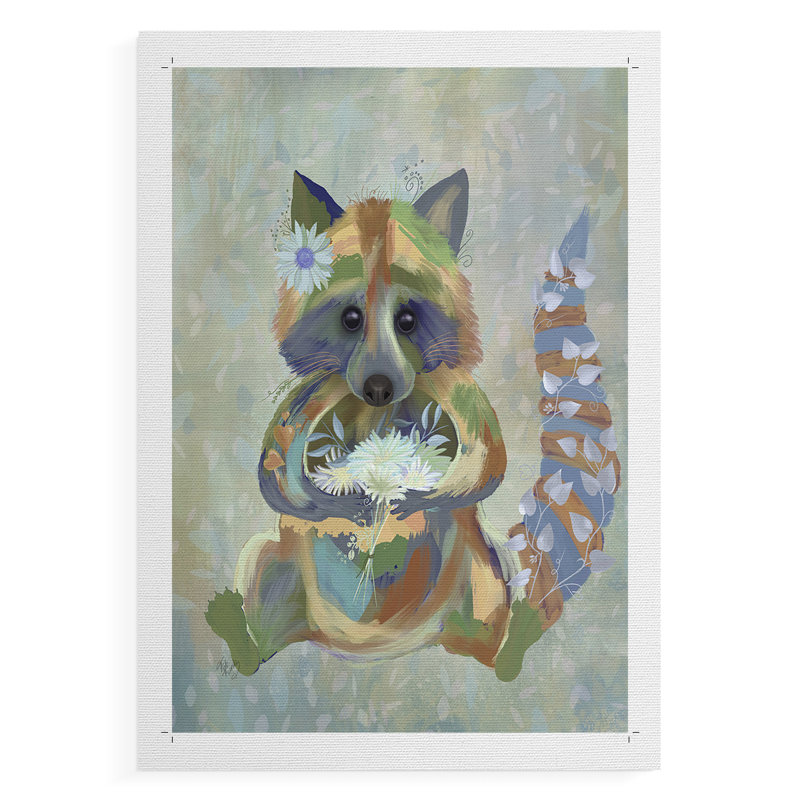 Fantastic Florals Raccoon - Impression sur toile seulement - NON CADRE, H 48 po x l 32 po
