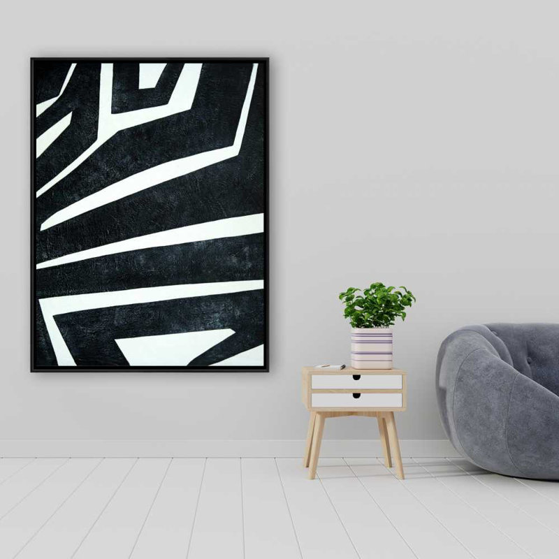 Black & White Framed Canvas for Bedroom Decor