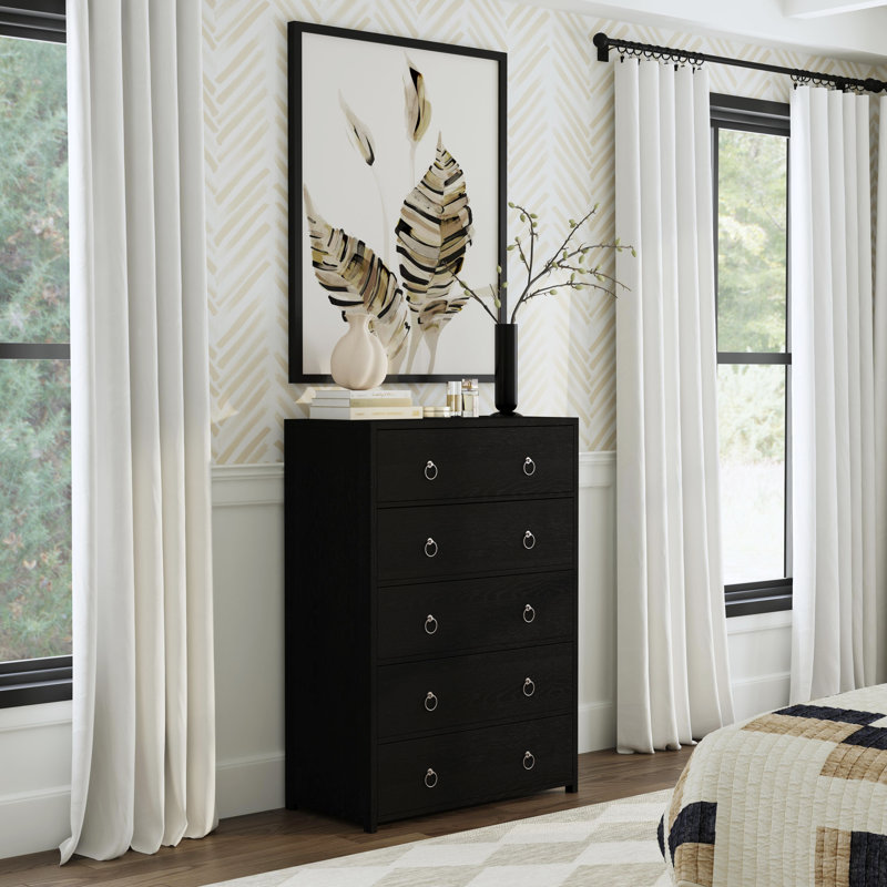 Lark 5 Drawer Dresser, Black