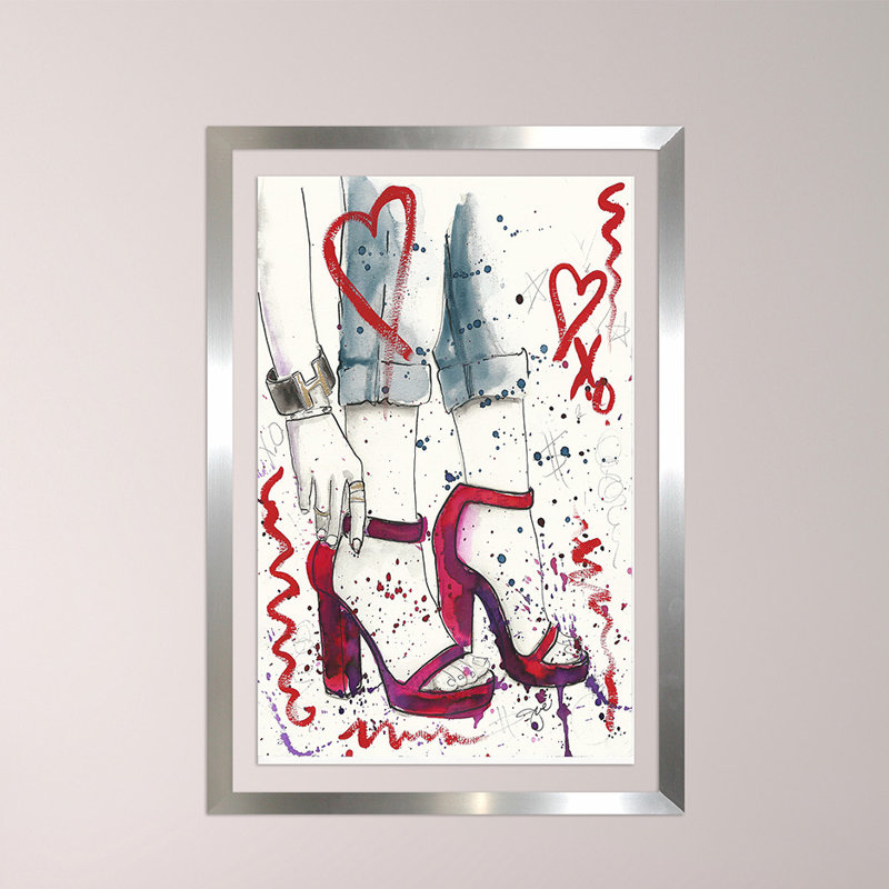 Red Shoes by BY Jodi - Single Picture Frame Print, 39.5" H x 27.5" W x 0.75" D, Silver Framed Acrylic