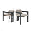 Chaise de patio d'extérieur en aluminium Pula, ensemble de 2, finition noire avec coussin beige