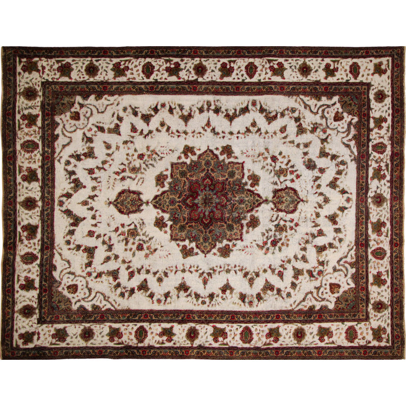 Tapis de zone en laine 9 pi x 12 pi noué la à la main one-of-kind Aubin