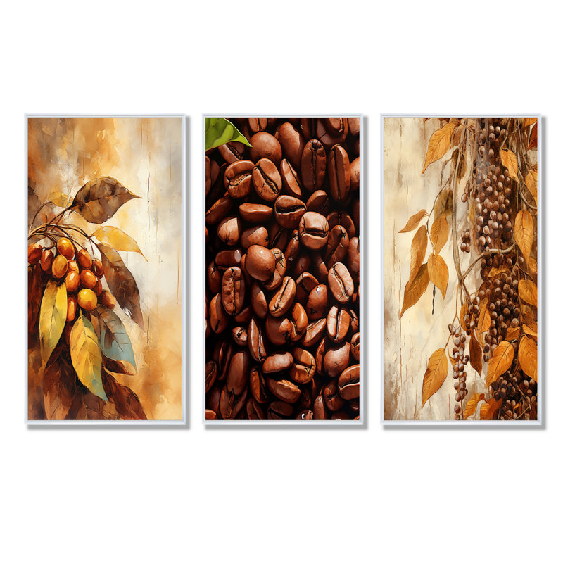 Harmonie minimale du grain de café, Cadre flottant blanc, H 28 po x l 36 po
