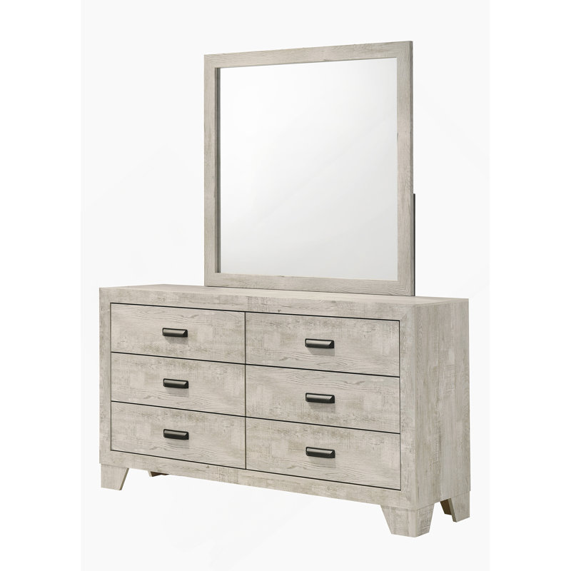 Commode 6 tiroirs transitionnelle avec quincaillerie en métal pour la chambre à coucher