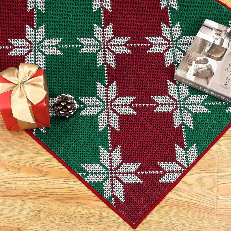 Christmas Eve Foldable Carpet - 2x3ft Thin Low Pile Accent Rug, Rectangle 9'1" x 12'1"
