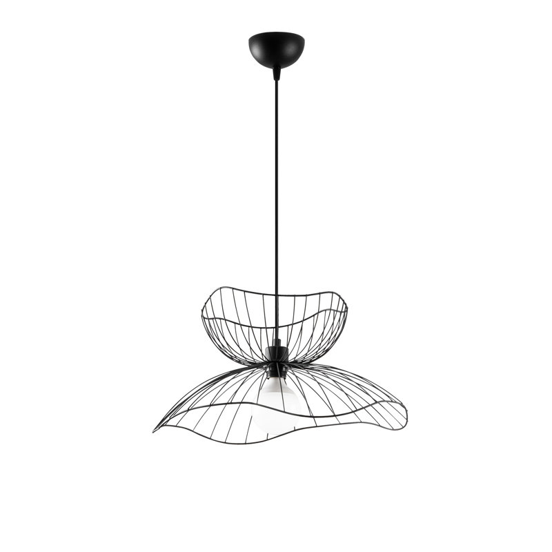 Industrial Black Chandelier, Adjustable Height 16.5 - 47.6 in, 19.7 in Diameter | Metal Body, E27 Socket Max 40W | Modern Plain Design for Dining Room, Living Room, & Entryway - Stylish & Functional Lighting Solution