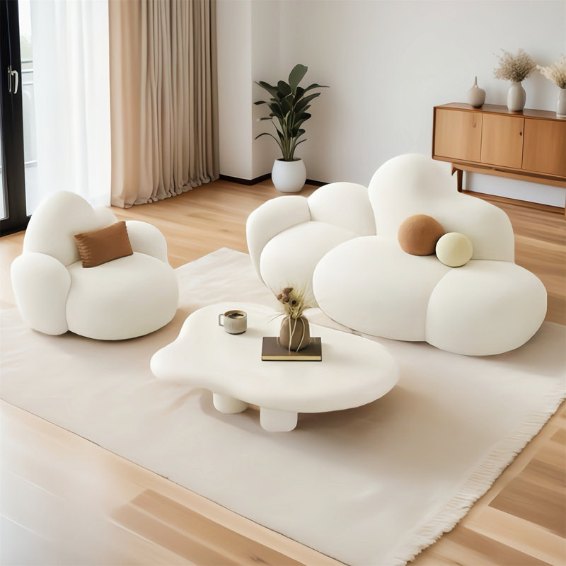 Canapé en forme de nuage en forme de nuage, causeuse irrégulière de style crème moderne