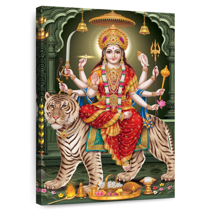 Adella Durga On A Tiger, 48" H x 32" W