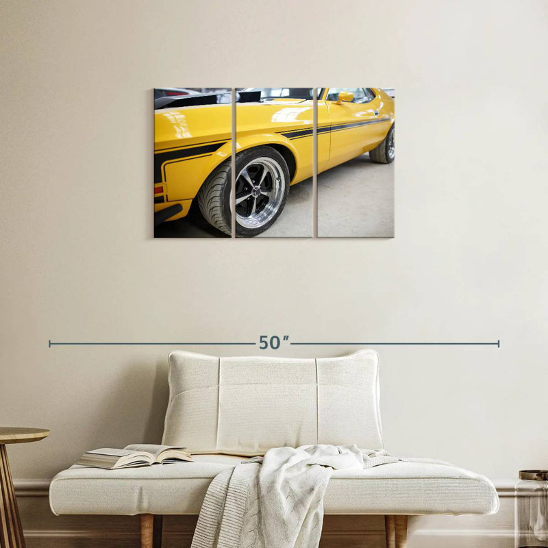 Mehar Yellow Muscle Car, 20" H x 33" W