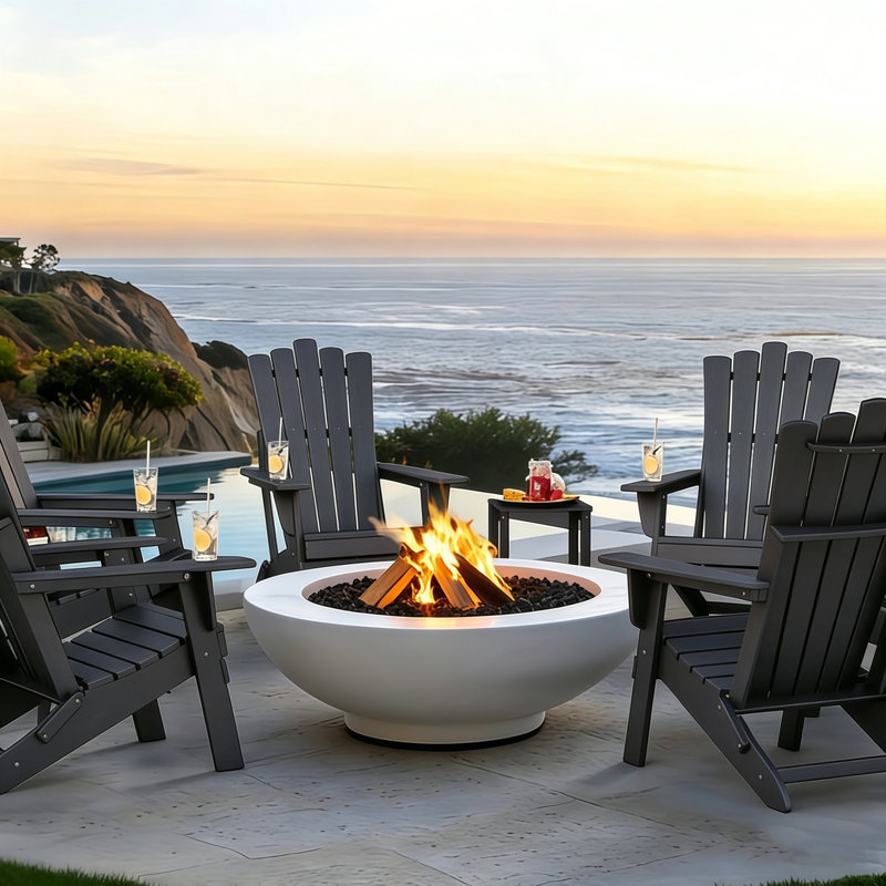 Set Of 2 Folding-Adirondack-Chairs With Connecting Tray, Gray