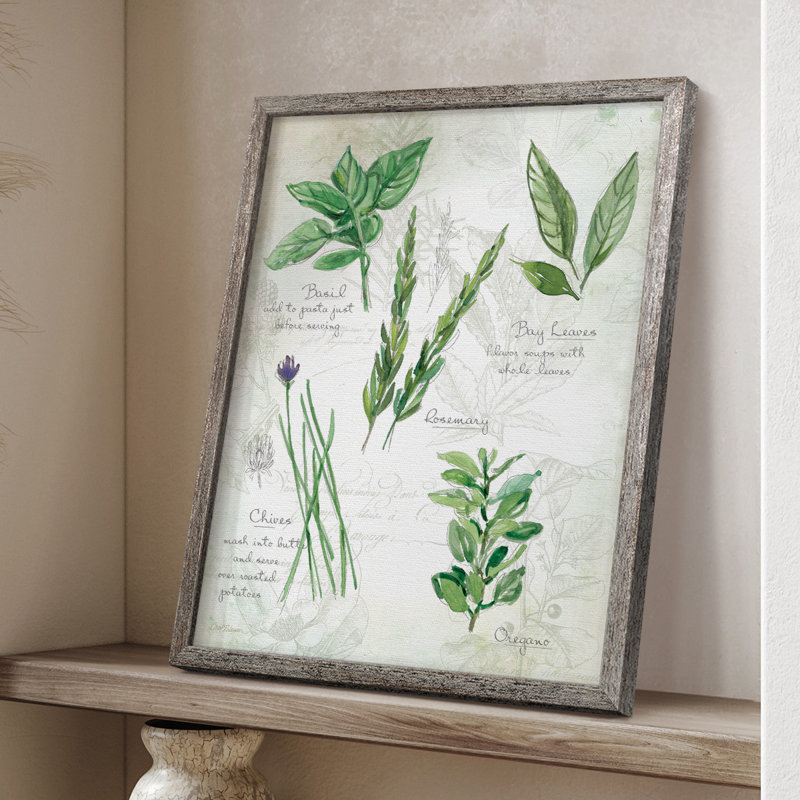 Fresh Herbs I, reproduction encadrée - bois massif, H 15 po x l 12 po
